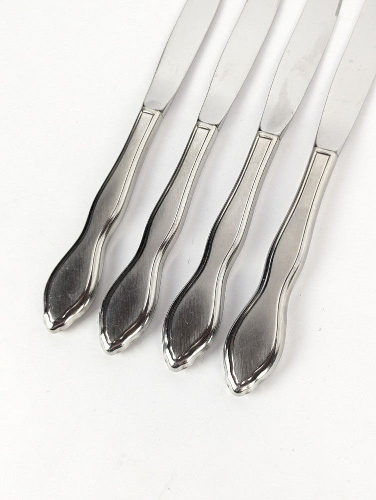 4 Pc Oneida Rogers TWILIGHT Modern Knife 6-1/4" Burnished Stainless Flatware