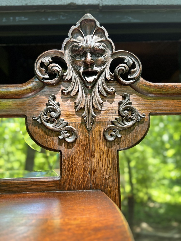 1885 Grotesque Baroque Revival Tiger Oak Side By Side