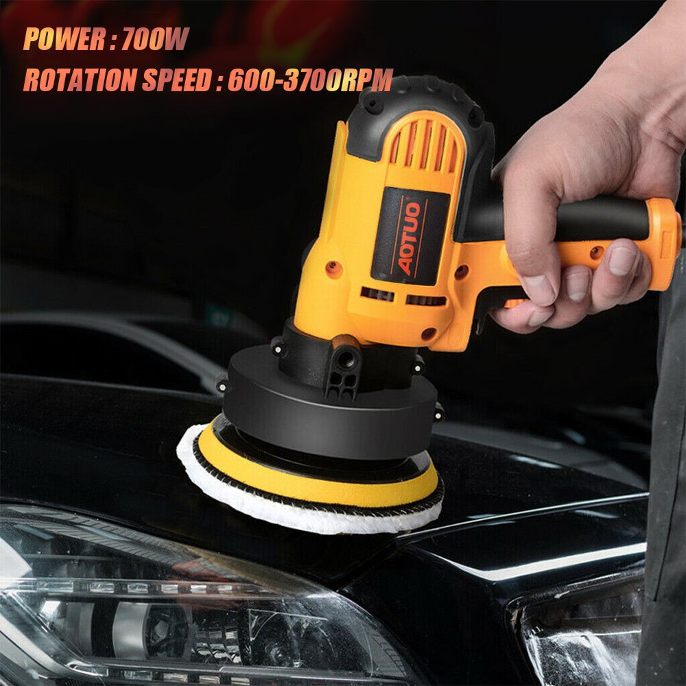 Car Polisher Buffer Sander 700W Auto Polishing Machine & 5" Pad Bonnet Kit Set