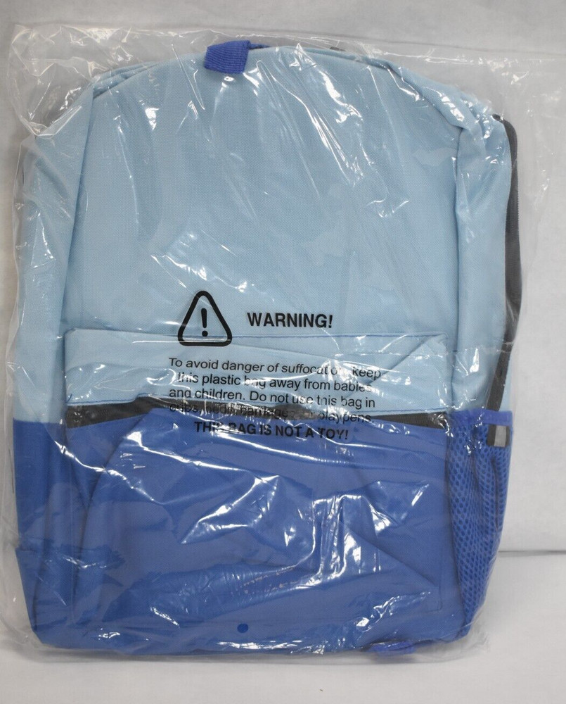 TCC Wireless Zone Kids Backpack Multi Compartment 2 Tone Blue Mesh Side Pockets