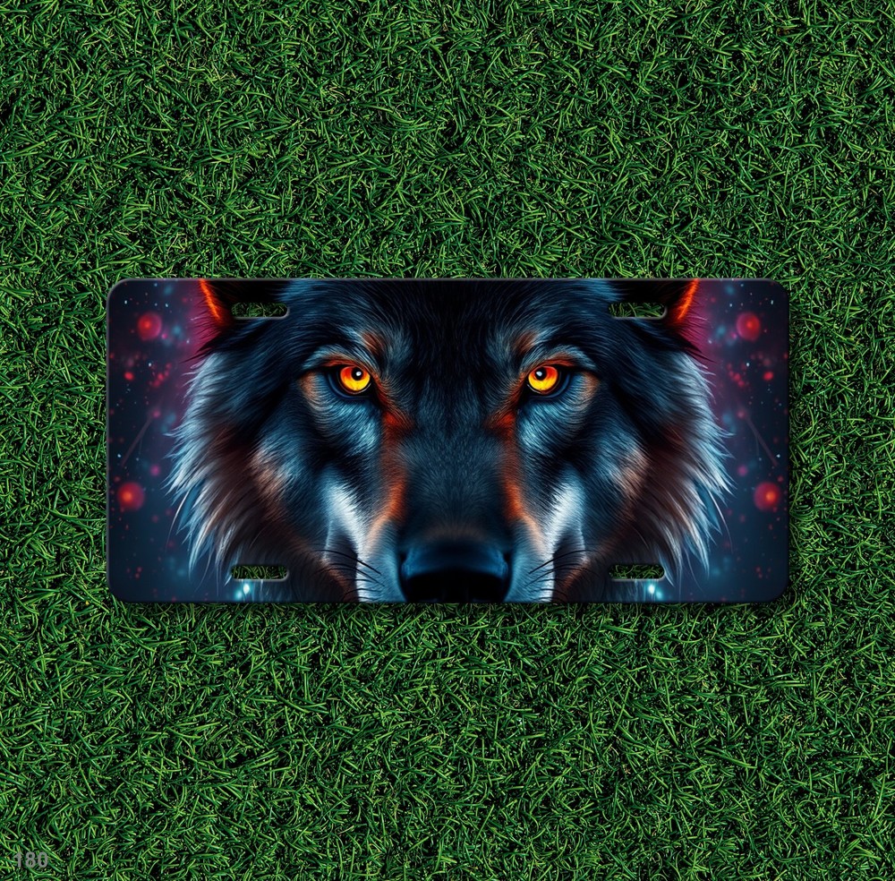 Intense Wolf License Plate Customizable Auto Tag Unique Gift