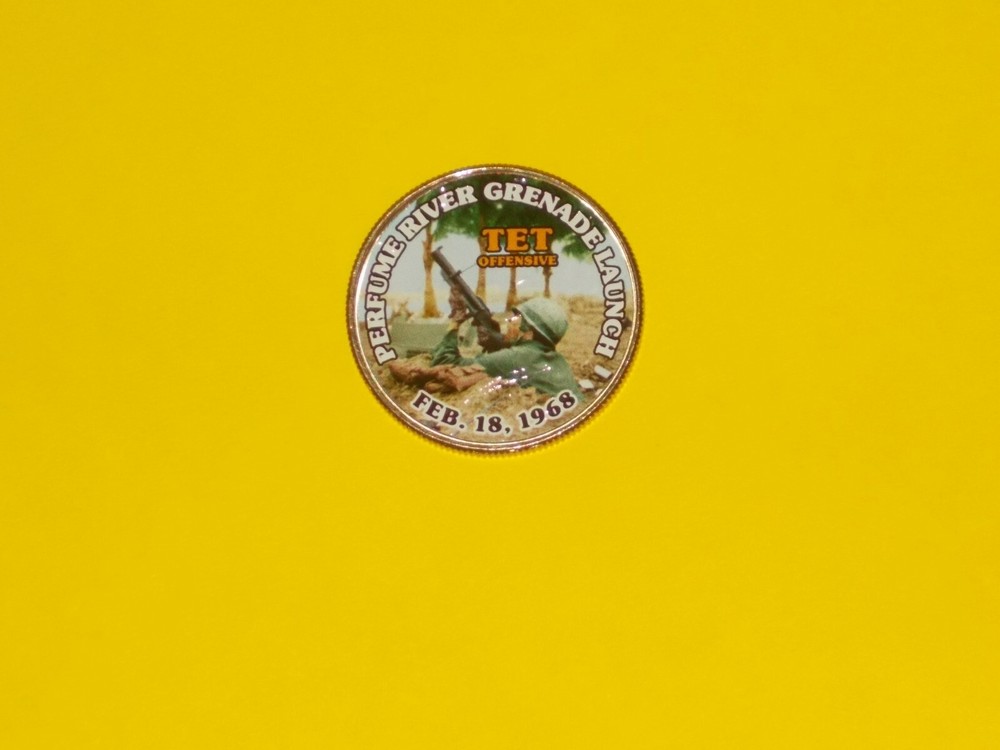 Colorized Kennedy Half Dollar - Tet Offensive - Perfume River Grenade K614