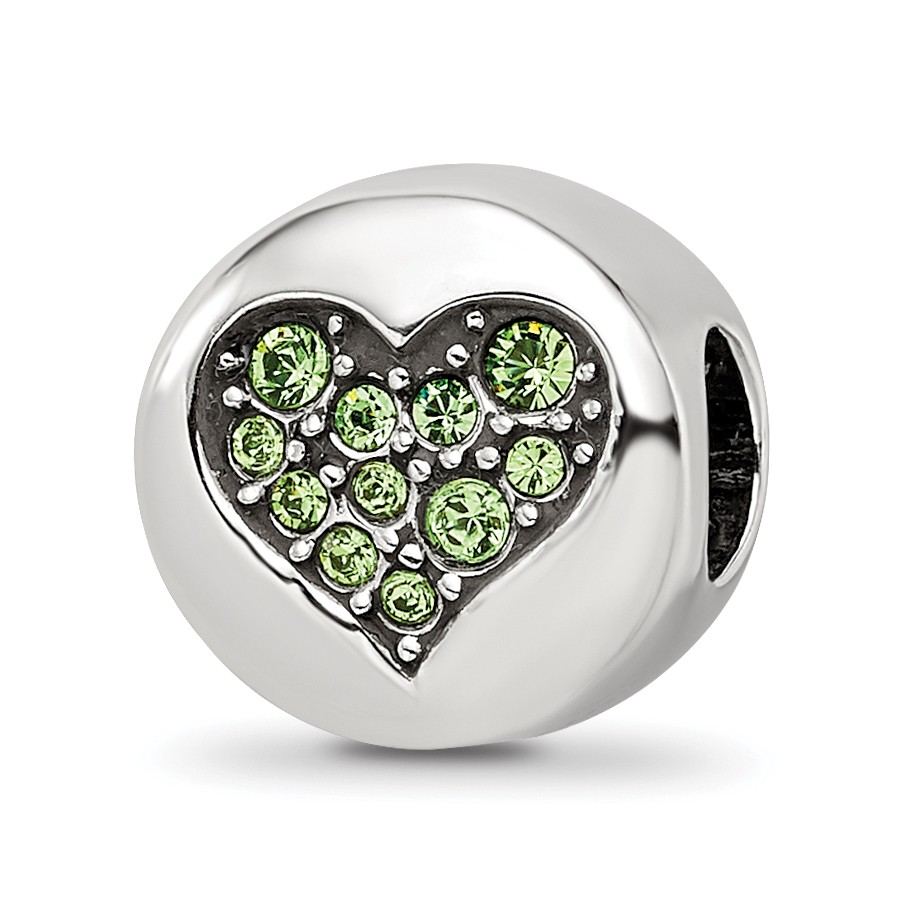 Silver Reflections Aug Lt Gn Crystal Strength Heart Bead QRS3391