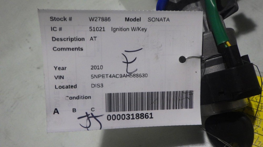 10 HYUNDAI SONATA Ignition W/Key