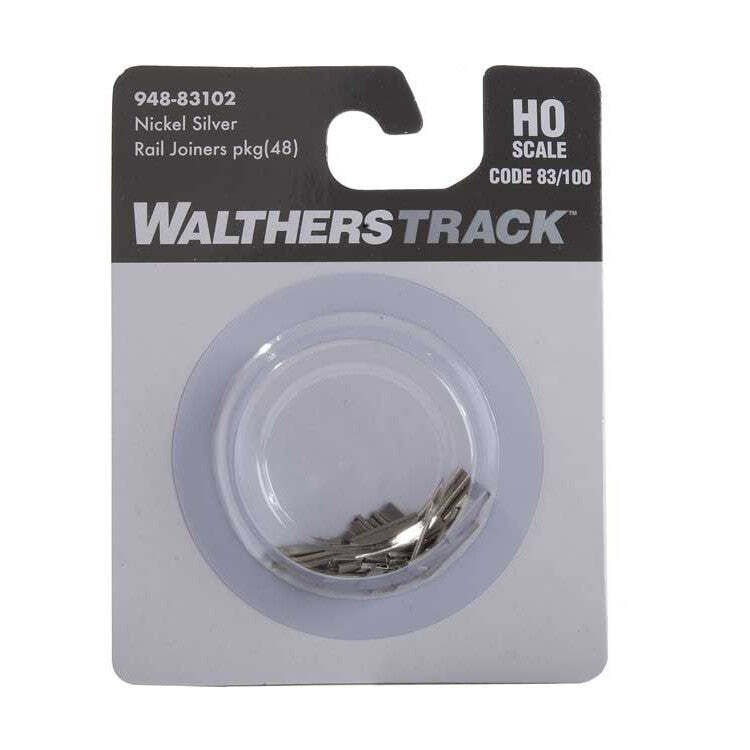 Walthers HO Code 83 or 100 Nickel-Silver Rail Joiners 48 Pack