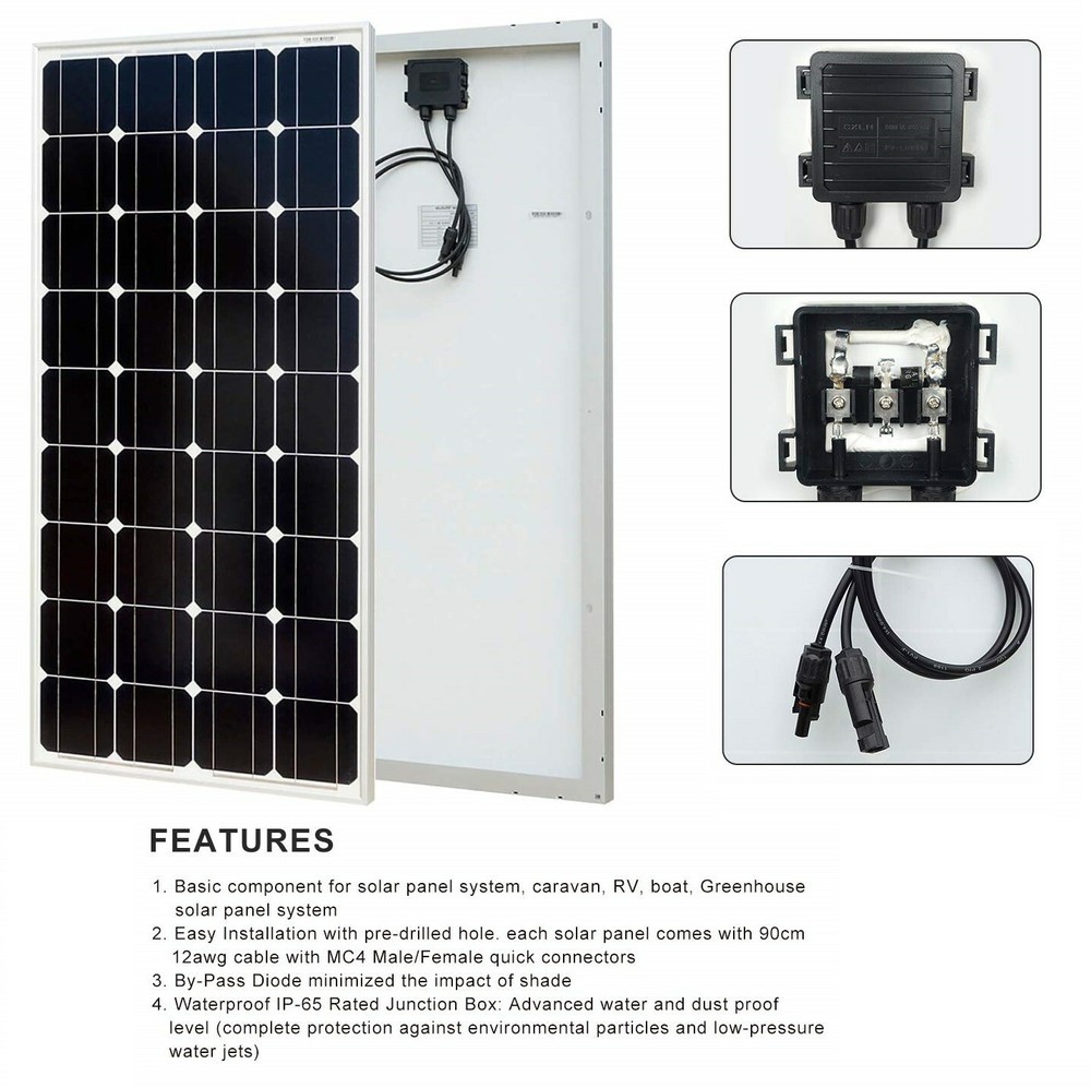 100 Watts Mono-crystalline high efficient solar panel for emergency & off-grid