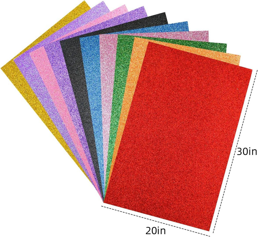 10 Pack Assorted Colors EVA Foam Sheets Glitter Foam Paper for Craft DIY Glitter