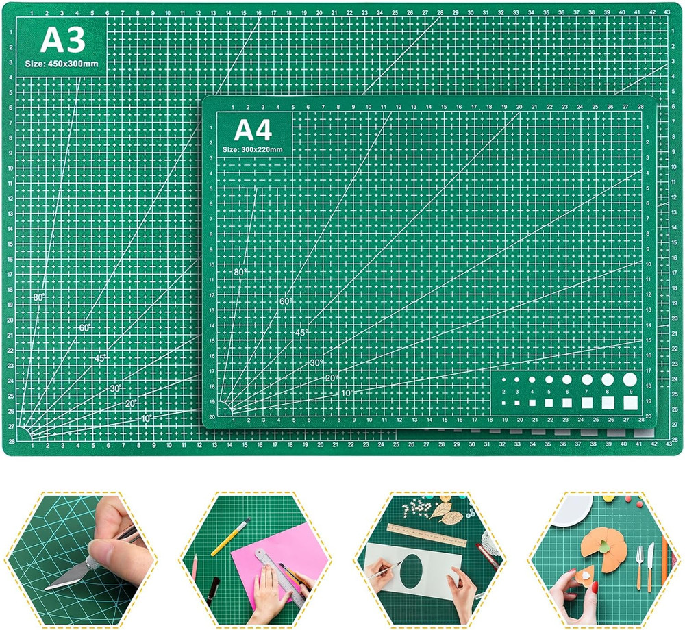 2 Pcs Large Cutting Mat Self Healing,Double Sided,Grid Line and Angles Help to C