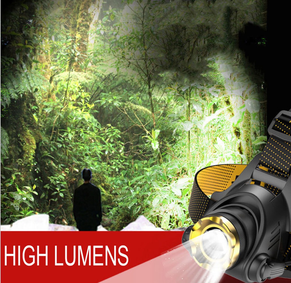 2x 12000000lm LED Headlamp USB Rechargeable Headlight Head Torch Lamp Flashlight
