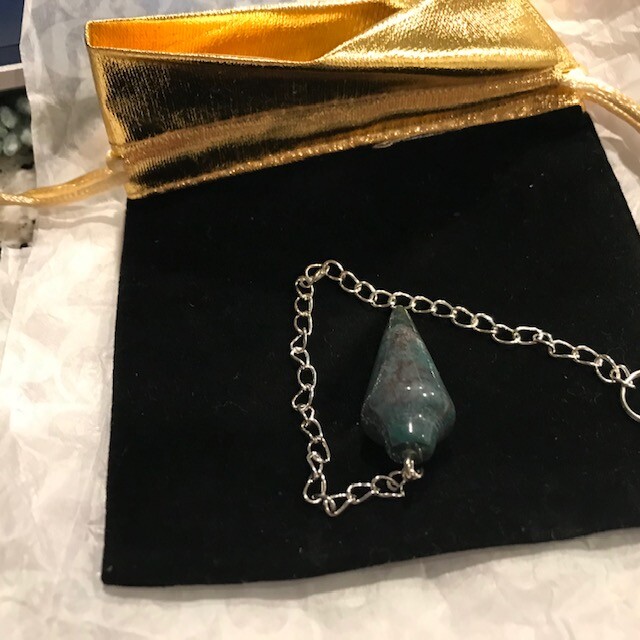 Pendulum with Chain, Green Agate