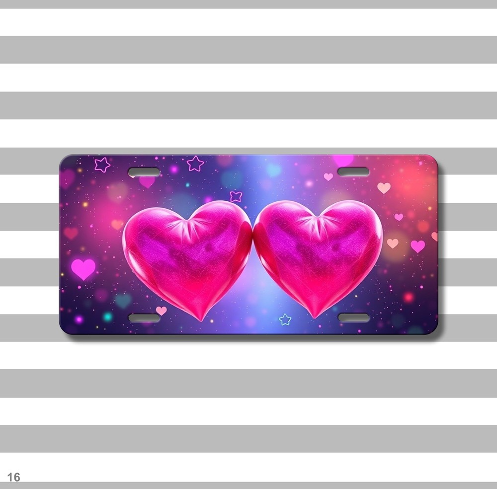 Stylish Hearts License Plate Customizable Front Plate Gift Idea