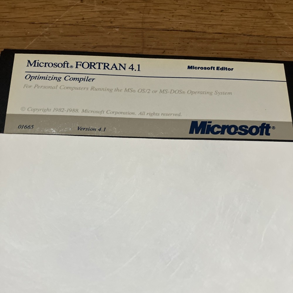 Microsoft Fortran Compiler Version 4.1 Software