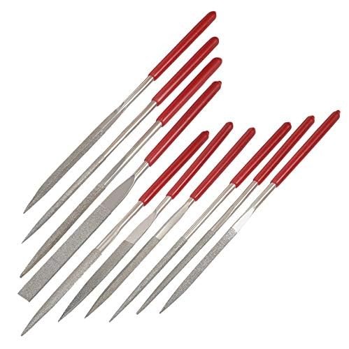 10pc Mini Diamond Metal Files Set - Micro Round Needle, Triangular Square