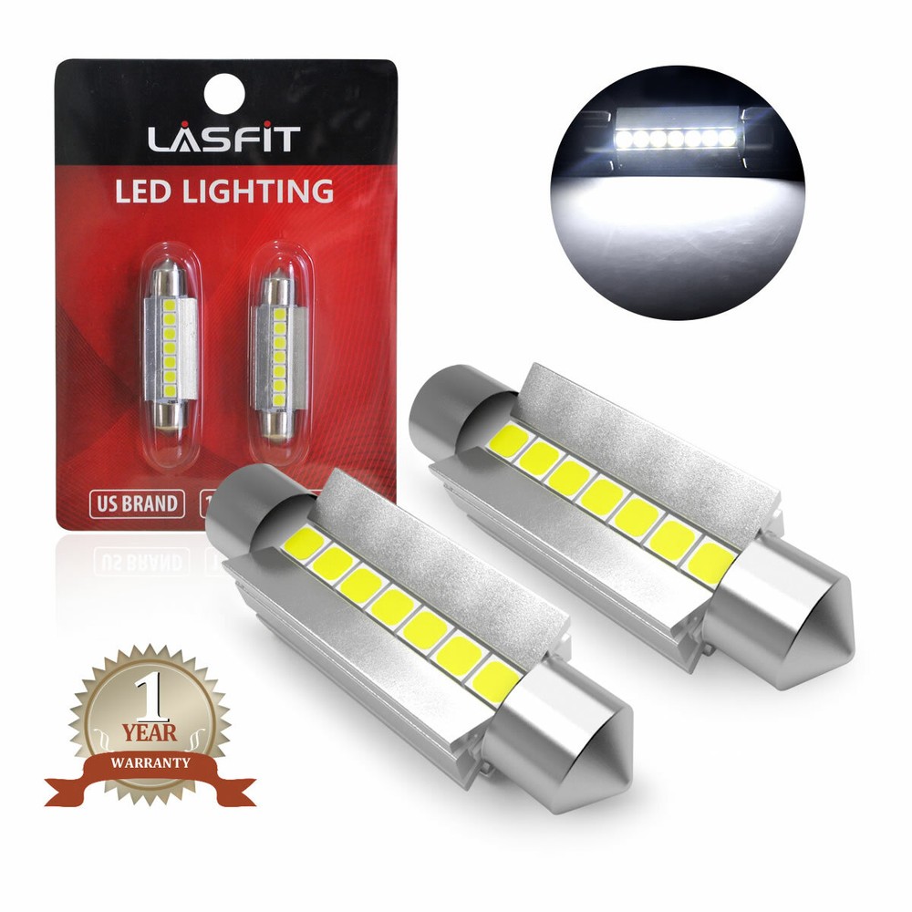 Lasfit 578 6411 211-2 42MM LED Map Light Bulbs 6000K Clear Cool White Bright 2X