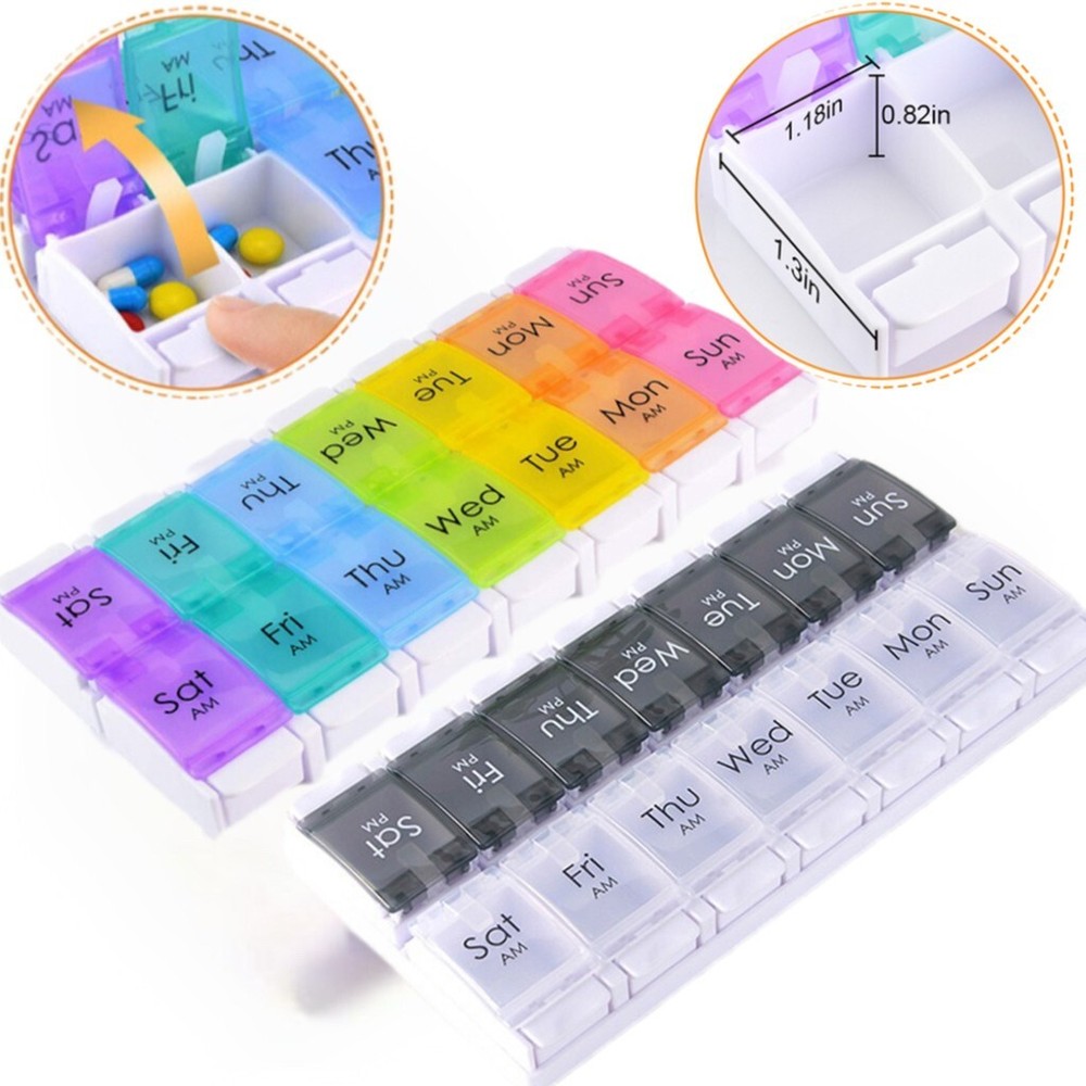 New pill box simple black white pill storage box  combination pill box  AM PM