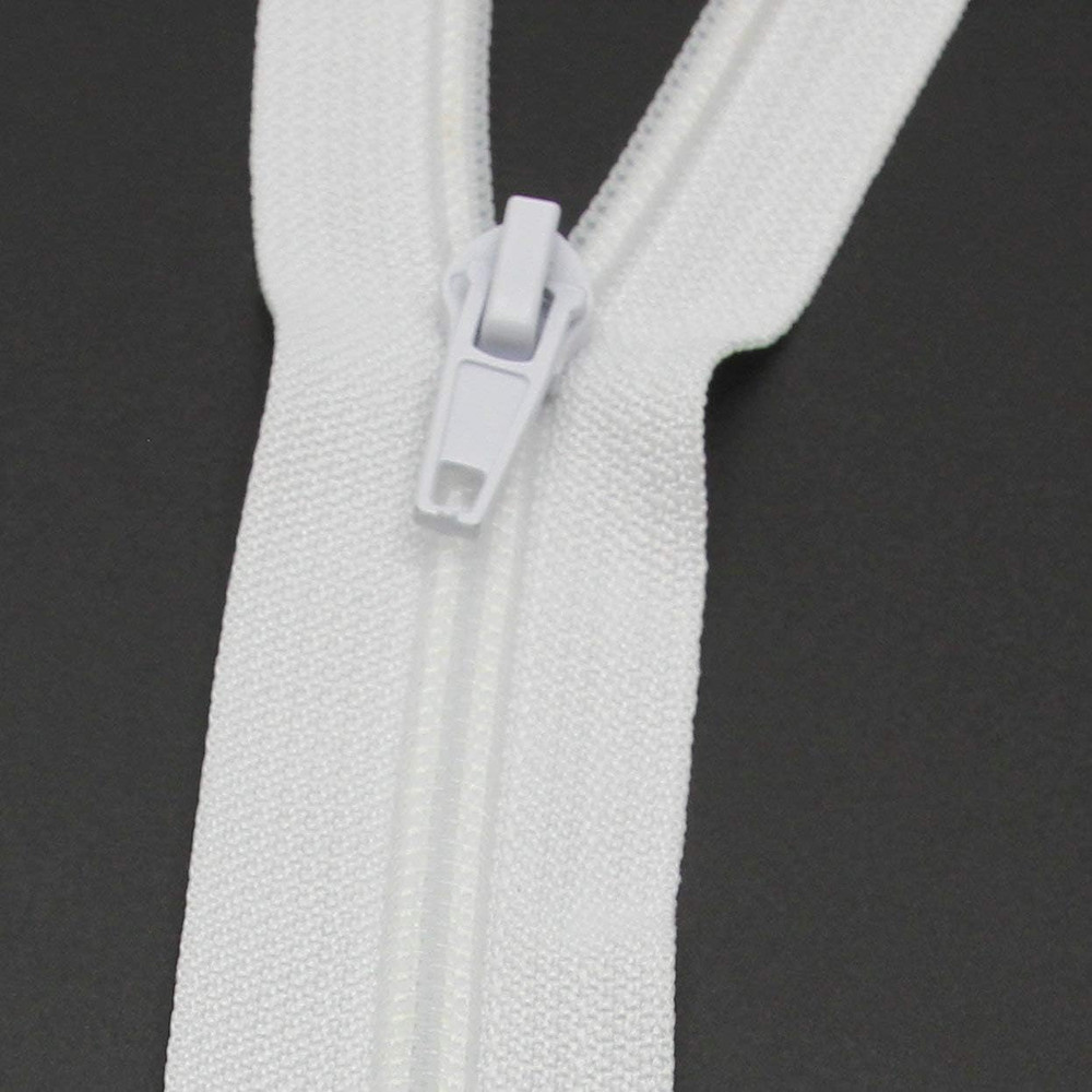 Nylon Zipper - 10 Yards Continuous, 5# Cuttable, with 25 White Zipper Pull Slide