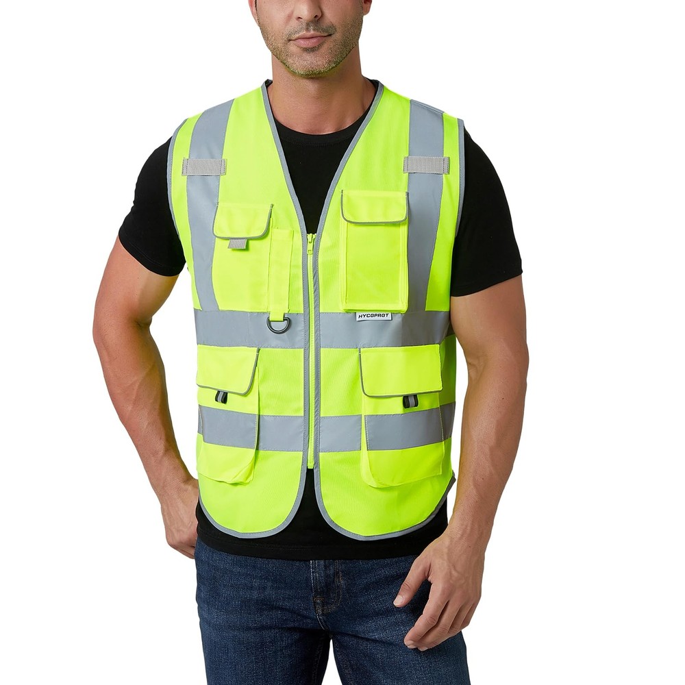 HYCOPROT High Visibility Safety Vest Hi Vis Reflective Security Construction ...