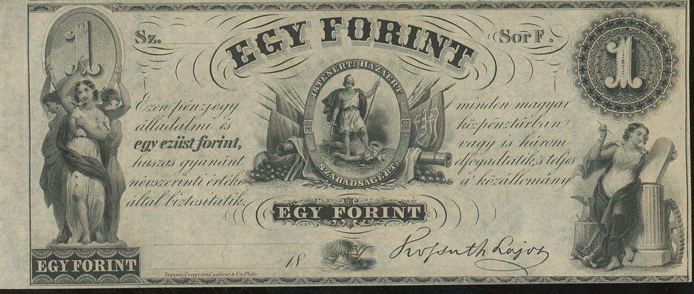 1800'S $1 Hungarian Egy Forint Bank Note