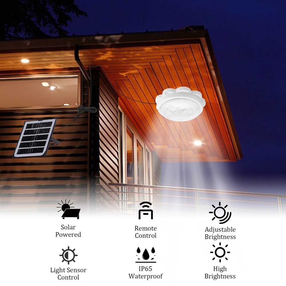 Solar LED Ceiling Light - Remote Control Pendant Lamp for Indoor & Garden Use