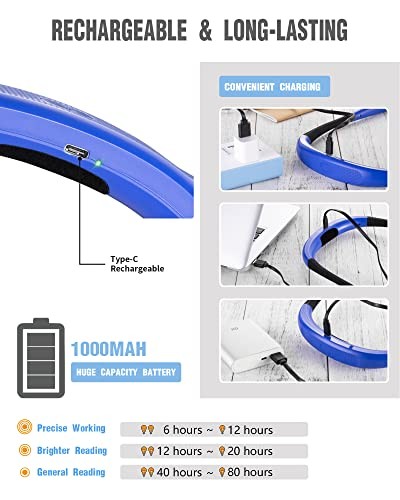 Book Light, 3-Color & 6-Brightness Reading Light, Bendable Medium Lake Blue