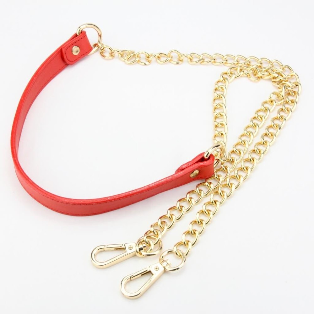Center Leather Chain Shoulder Strap (Red) - Cottonraffia