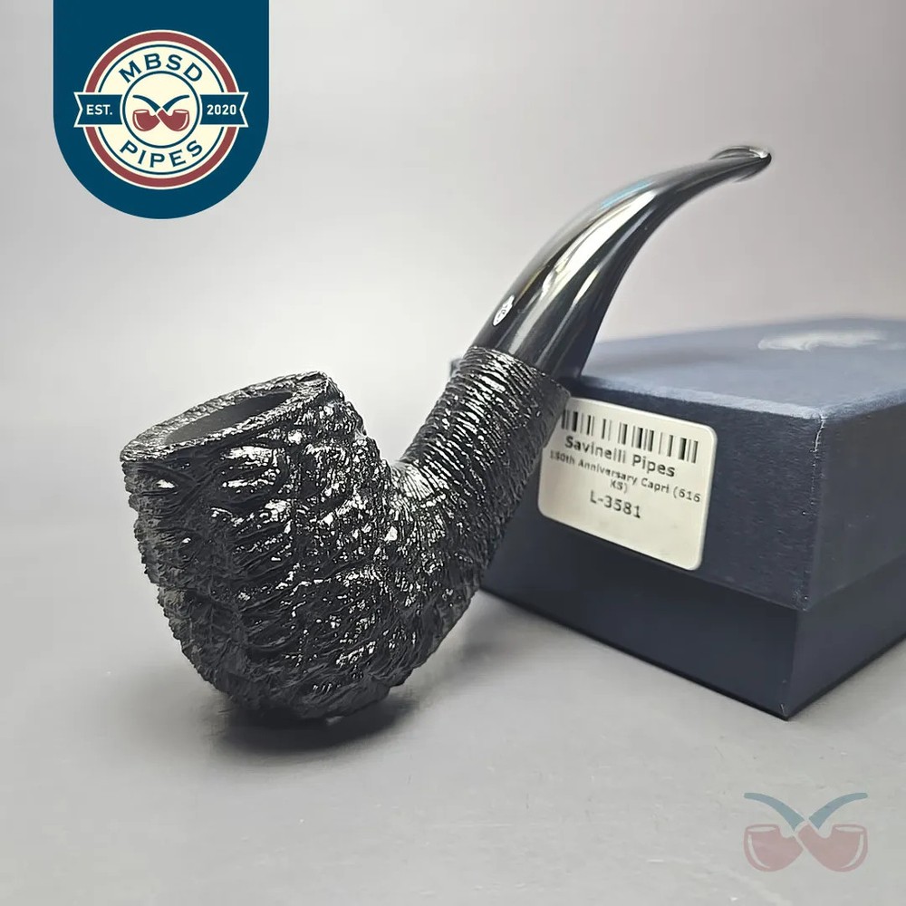 Savinelli 150th Anniversary Capri Root Briar 616 KS Rusticated Briar Pipe, New