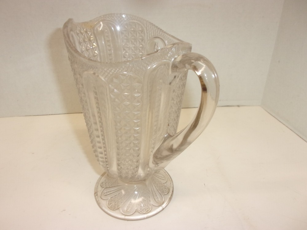 Vintage McKee Brothers Doric Pitcher EAPG Feather Pattern No Chips Or Cracks