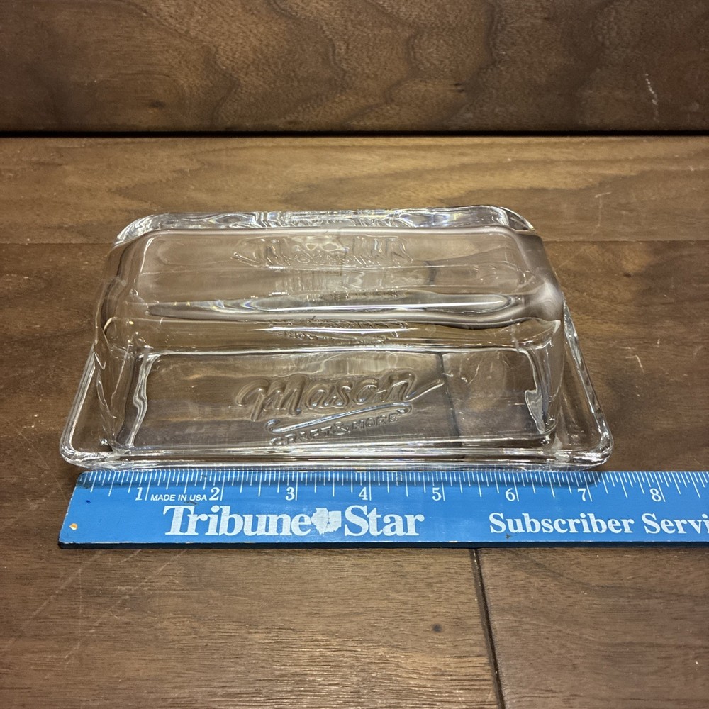 Mason Craft And More Butter Dish Clear Glass Rectangular Nice