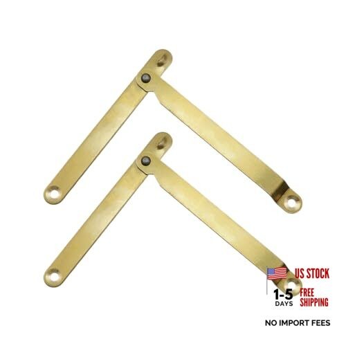 2 Pcs 180 Degree Rotatable Support Hinges 4 Inch Folding Lid Support Gold