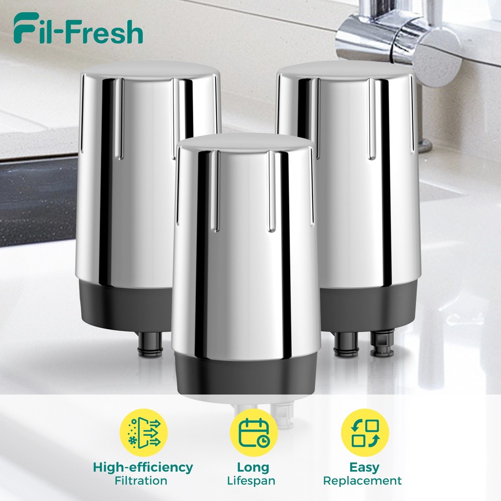 Fil-Fresh Faucet Filter Replacement for Brita® Faucet System Chrome 3-Pack US
