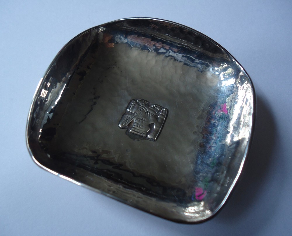 Peruvian Silver Bon Bon Dish or Ashtray - Peru .925 Silver Hallmarks - Inca