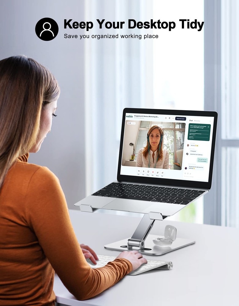 RIWUCT Foldable Laptop Stand, Height Adjustable Ergonomic Computer Silver