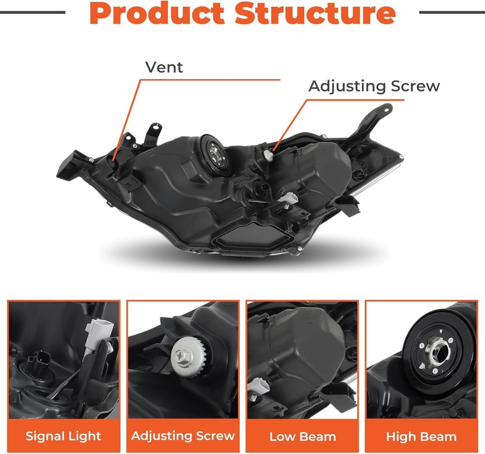 Headlight Assembly Replacement for Toyota Corolla 2014 2015 2016 Headlamps Front