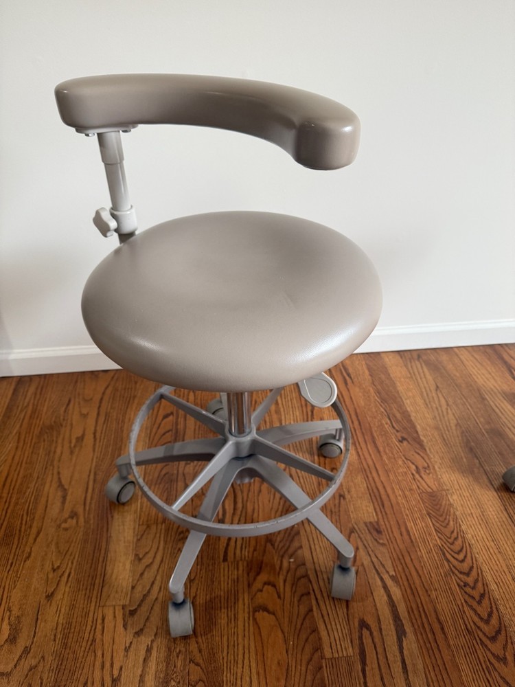 Adec dental assistant stool light taupe leather
