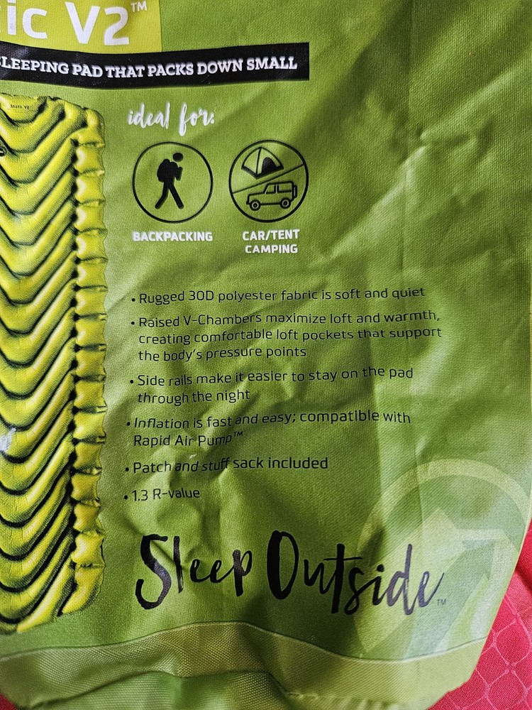 Klymit Static V2 Pad Sleeping Mat Green New