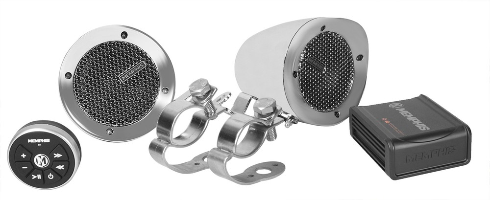 Memphis MXABMC2BT (2) Speakers+Amp+Bluetooth Control For Motorcycle/ATV/Scooter