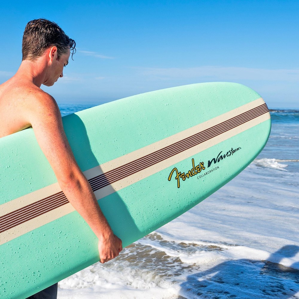 Fender x Wavestorm Collaboration 8ft Surfboard | Graphic top Deck with high D...