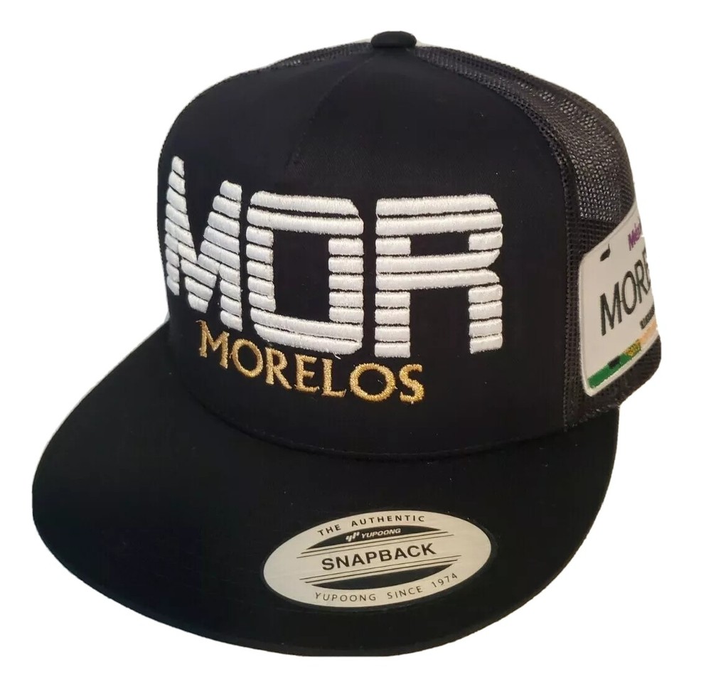 MORELOS PLACA A LADO HAT  MESH TRUCKER BLACK SNAP BACK ADJUSTABLE  NEW