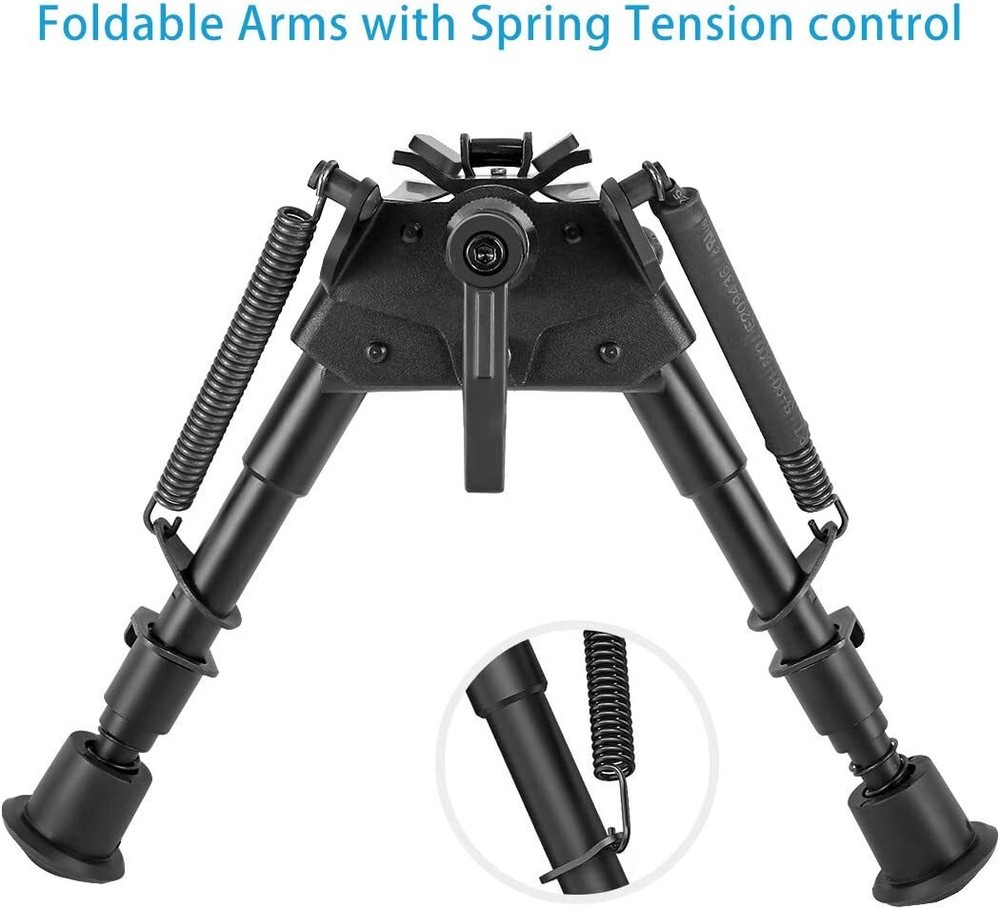 6" to 9" Adjustable Pivot / Rotating Spring Return Rifle Bipod Adjustable Legs
