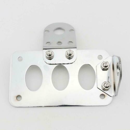 Universal Chrome Motorcycle Side Mount License Plate Bracket Tail Light Holder