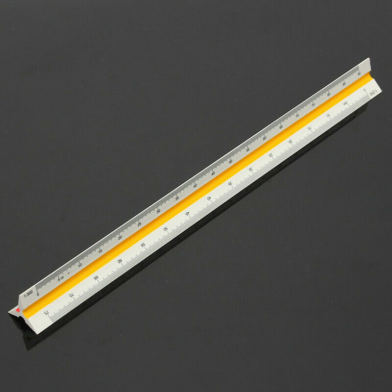 Triangular Scale Ruler 30cm/12" Solid Plastic Metric Architect Engineers