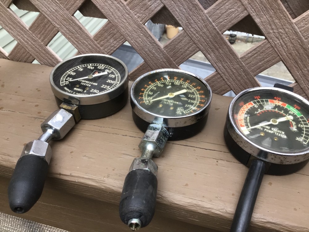 vintage auto compression testers,vacuum tester,Harvey E Hanson