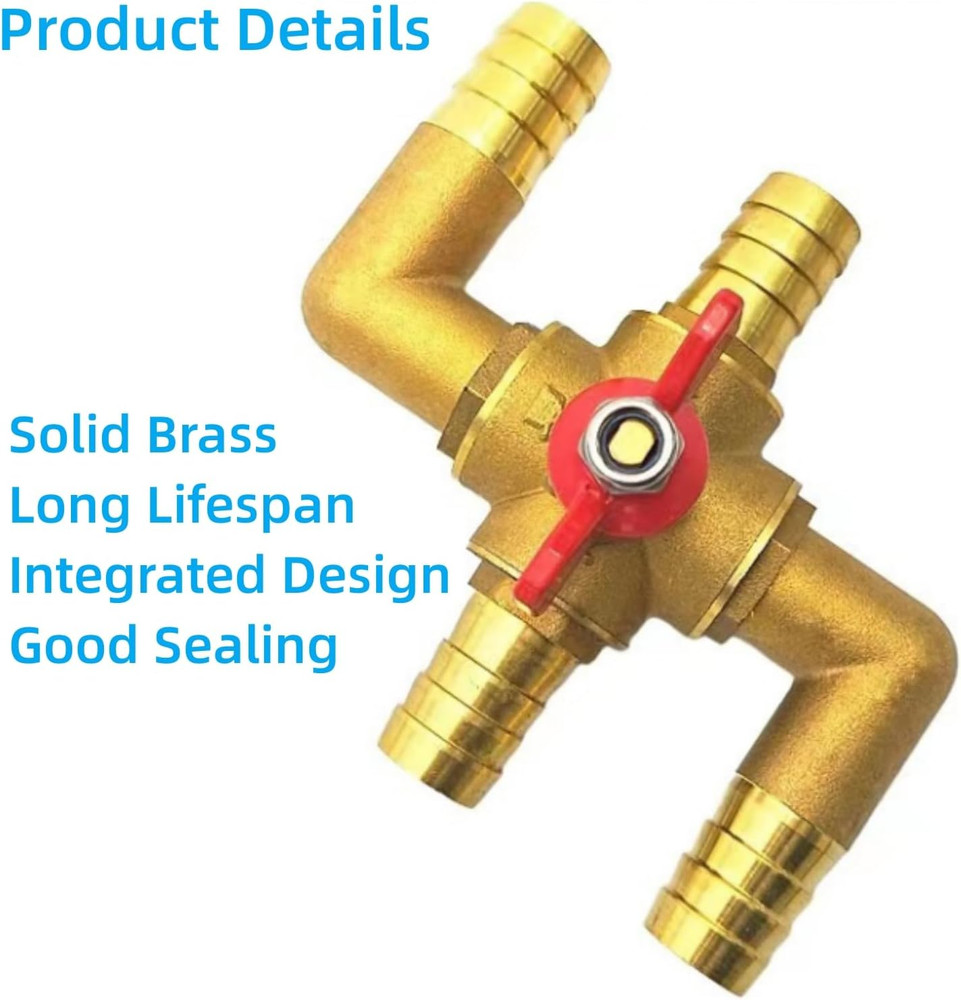4-Way Automobile Heating Water Valve Solid Brass Automobile Integrated Car Heate
