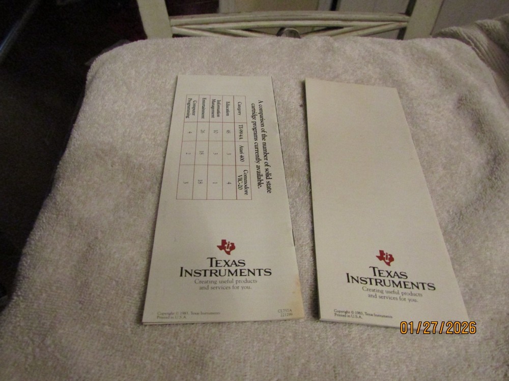 Vintage TI Texas Instruments TI-99/4A Home Computer & Program Brochures 1983
