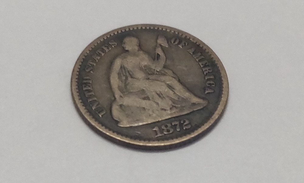 1872 SEATED LIBERTY HALF DIME