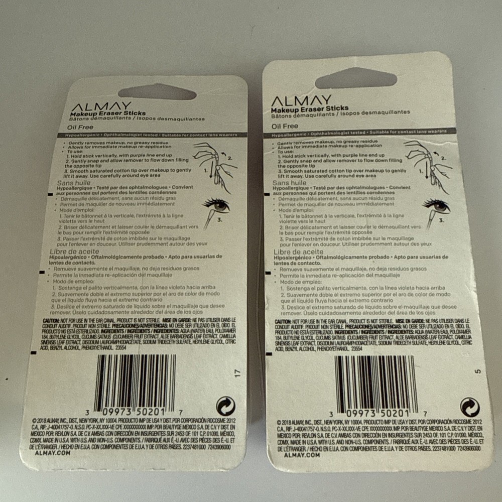2 Almay Makeup Eraser Sticks 24ct each