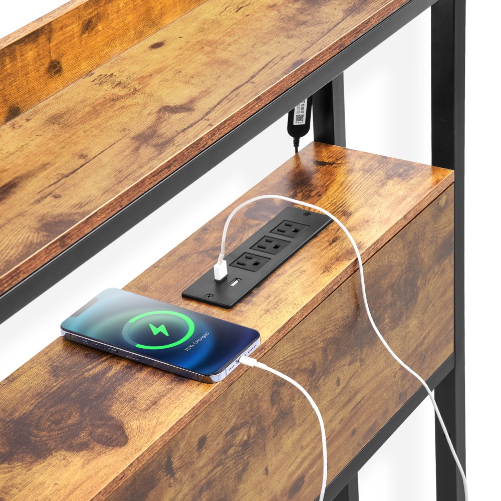Headboard for Full Size Bed with Charging Station and LED Light