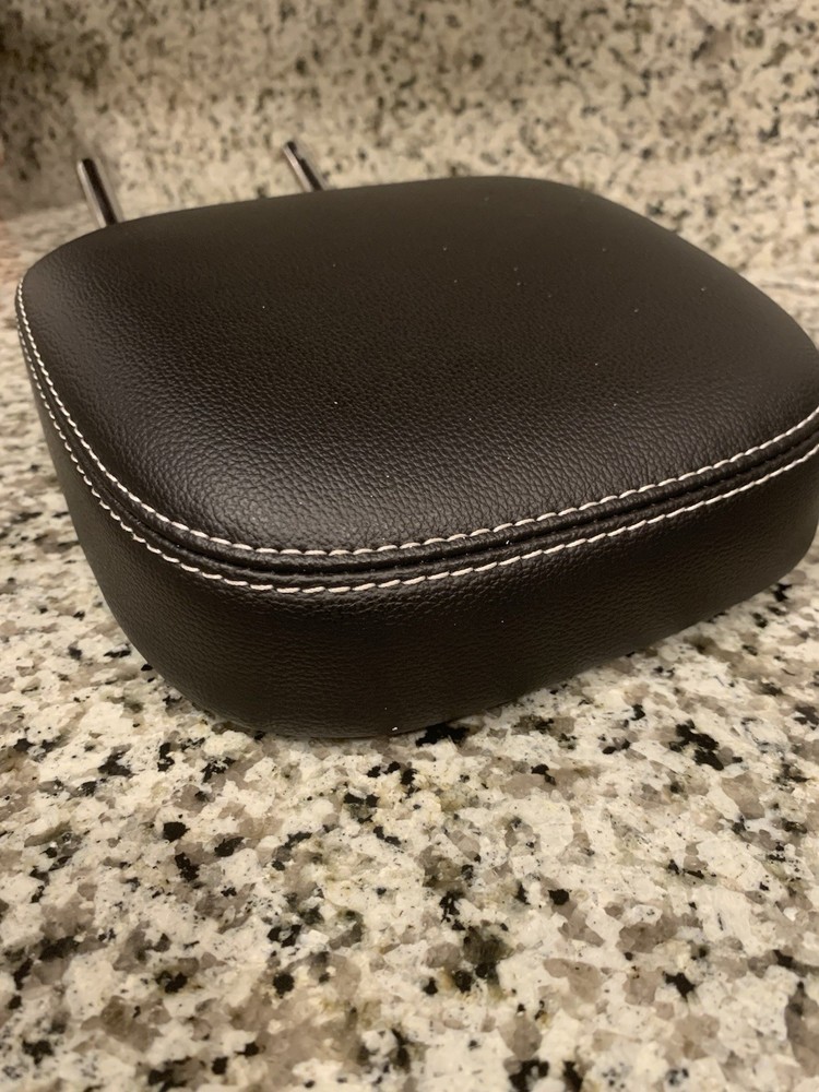 Seat Headrest Black Leather White Stitching