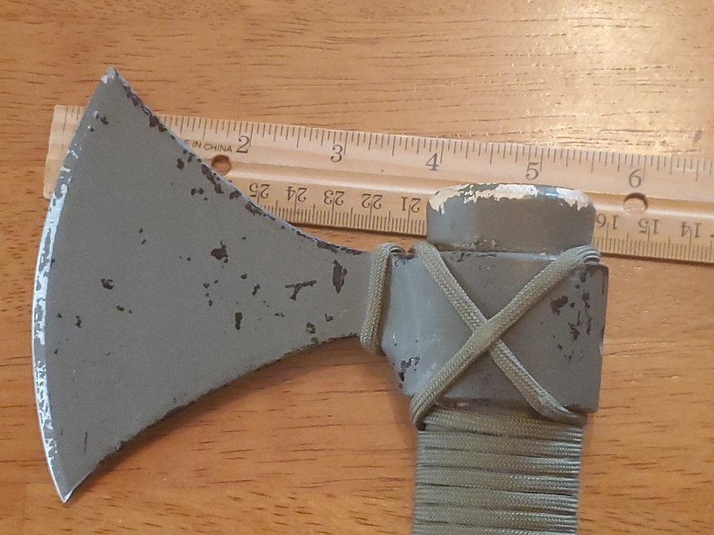 Tomahawk Throwing Axe Army Green Wood Handle Unbranded 22"