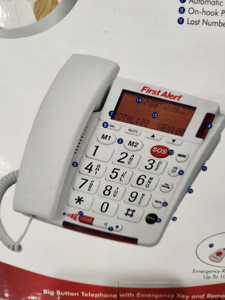 First Alert Big Button Phone W/Emergency Pendant
